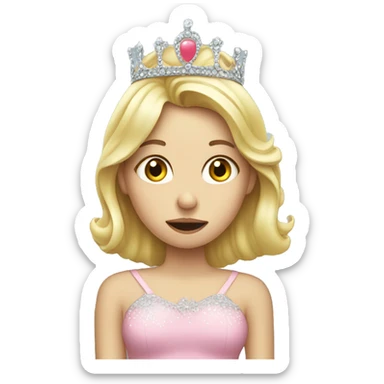 blond girl blowing gum with tiara sticker