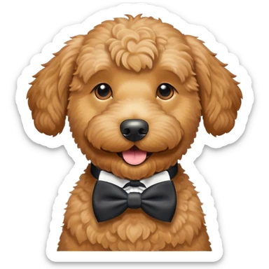 Happy golden doodle with a bow tie sticker