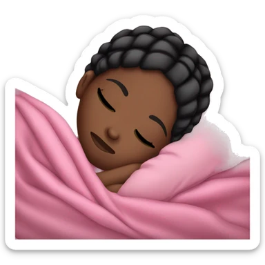 Black girl sleeping with pink blanket and black braids  sticker