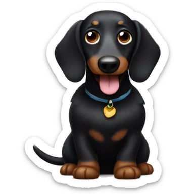 Fluffy black wiener dog sticker