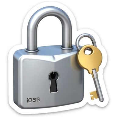 Closed padlock with a key inserted into it sticker