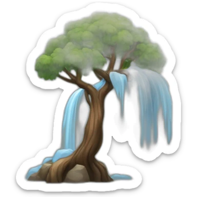 montagne noir avec un peu d'arbre avec un arc-en-ciel sticker