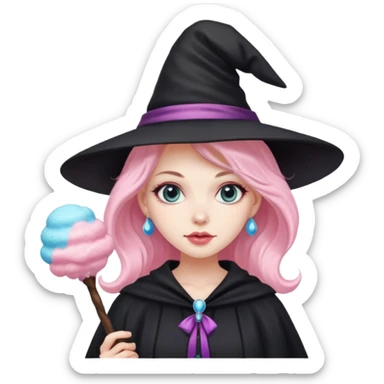 Witch with cotton candy sticker