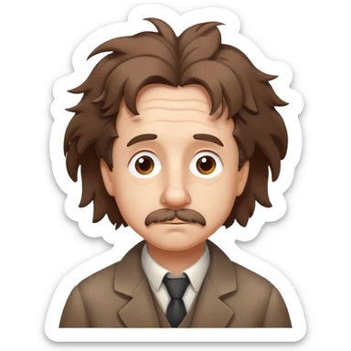 Einstein-like character with messy hair and a thoughtful expression sticker