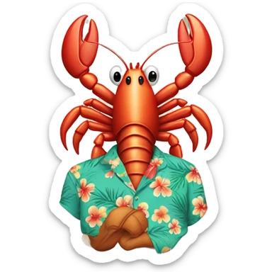 Lobster wearing Hawaiin shirt sticker