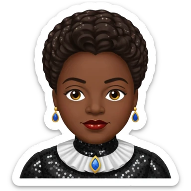 Mary McLeod Bethune with dark brown hair, black sequin outfit  sticker