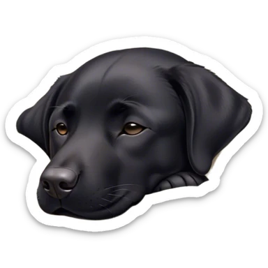 Meme-Worthy Cute Sleeping Black Labrador Portrait Emoji, Head resting peacefully with a contented smile, showcasing a delightfully robust build and a luxuriously soft black Fur, eyes shut in a serene nap, Simplified yet hilariously adorable features, highly detailed, glowing with a soft, drowsy light, high shine, relaxed and utterly lovable, stylized with an air of playful laziness, bright and heartwarming, soft glowing outline, capturing the essence of a comically sleepy companion, so meme-worthy it feels like it could instantly become the next viral sensation of adorable slumber! sticker