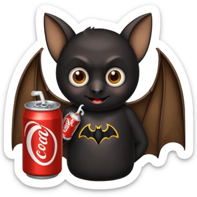 black bat drinkig soda sticker