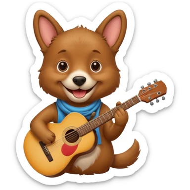 happy dog playing guitar sticker