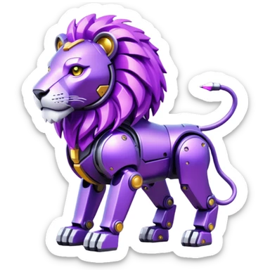 glitter mech lion purple cyberpunk sticker