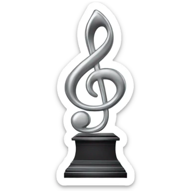 Realistic beautiful isolated silver music note trophy. sticker