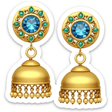 A small beautiful jhumka pair in golden color with very few stones sticker