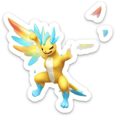 Celestial Godly Powerful Crystallic Colorful Vibrant Colors Flying Advanced Fakémon-Legendary-Pokémon-Creature Full Body sticker