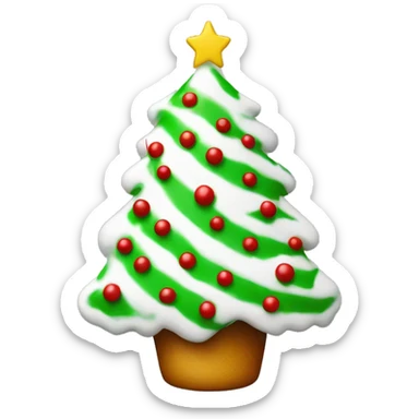 White Christmas tree no stump with drizzled red icing and small green sprinkles  sticker