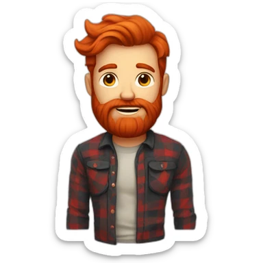 cool red bearded guy in plaid sticker