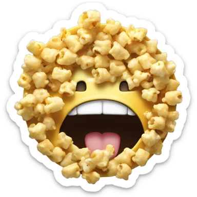 mouth open face emoticon circle with small popcorn sticker
