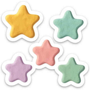 claymation style little stars with pastel colors and soft edges sticker