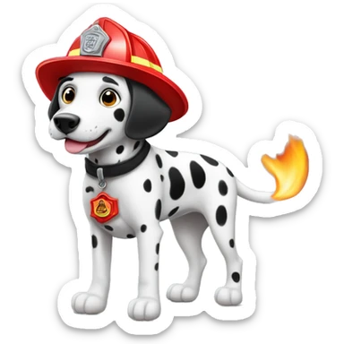 Dalmatian with fire fighter hat  sticker