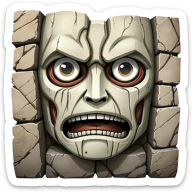 Colossal wall from Attack on Titan with giant faces embedded in it sticker