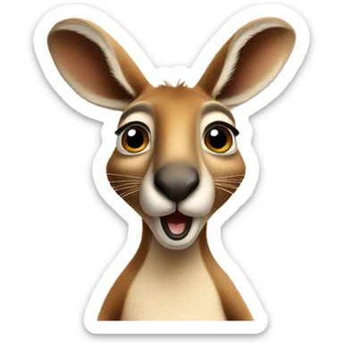 A kangaroo shrugging with it's hands upwards sticker