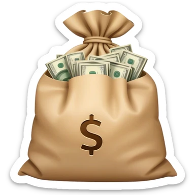 big bag with cash sticker