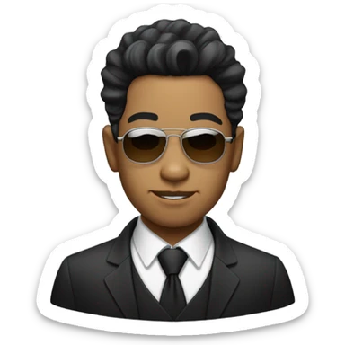 indoneia man with comma hair wearing mafia fashion sticker