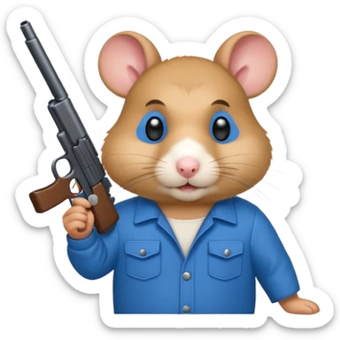Hámster cholo wearing color blue and holding a gun  sticker