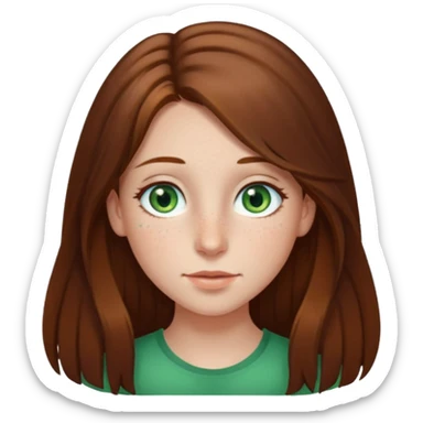 Vull una noia amb els cabells marró per les espatlles i ulls verds amb el nas mes gros i el cabell llarg sticker