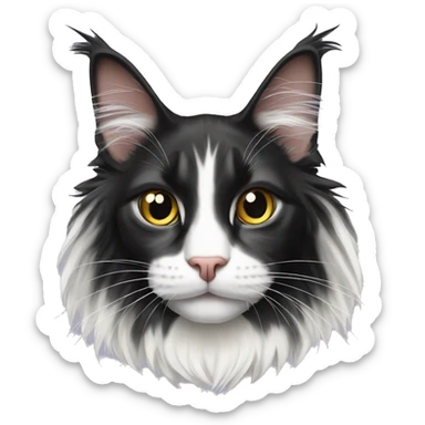 black and white maine coon cat sticker