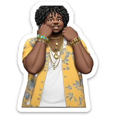 dark-skinned male portrait with jewelry sticker