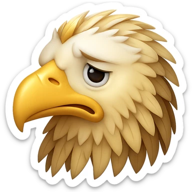 Make the yellow eagle winking look sad in the style of emoji. Remove the background. sticker
