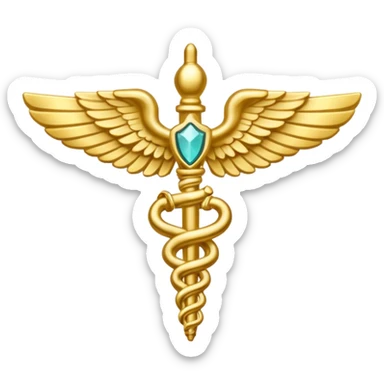 golden caduceus sticker