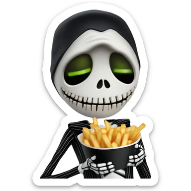 Jack skellington eating fries sticker