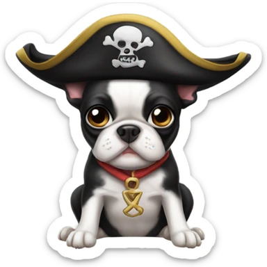 Pirate hat on Boston terrier sticker