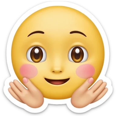 blushing face with nails and feets behind taka original emoji nie morda człowieka tylko ta buźka żółta ☺️ sticker