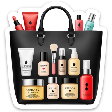 Sephora bag with products in it and skin care ￼ sticker