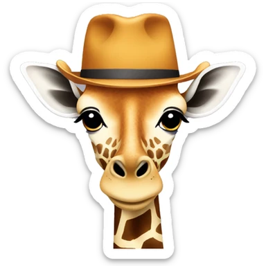A giraffe wearing a hat sticker