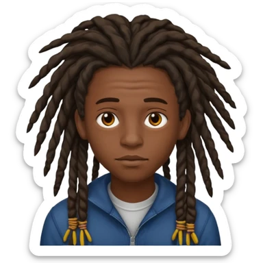 Une homme de 17 ans il a la peau noir foncé , des lèvres pulpeuses et un regard nonchalant. Il a un des locks sticker