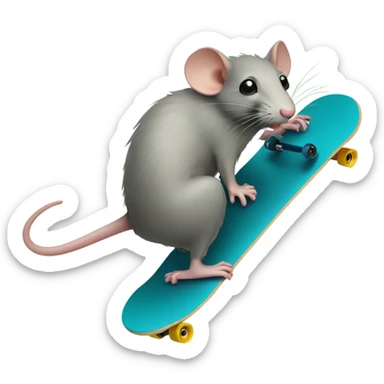 rat riding skate board sticker