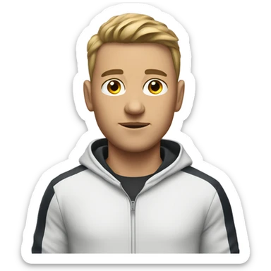 Young white sports coach wearing a tracksuit with no logos  sticker