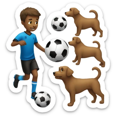 Boy playing soccer but he is a dog sticker