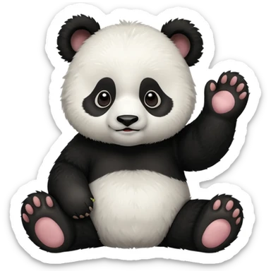 Panda cub slapping there four head sticker