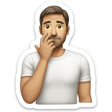 man with hand on face wondering sticker