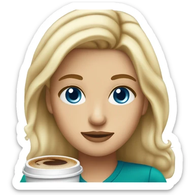 blonde girl blue eyes drinking starbucks sticker