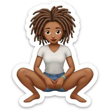Black woman with locs on her knees  sticker
