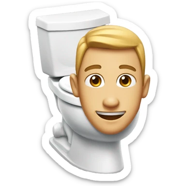 Skibidi toilet who is a man smiling who’s whole body except his face is in a toilet  sticker