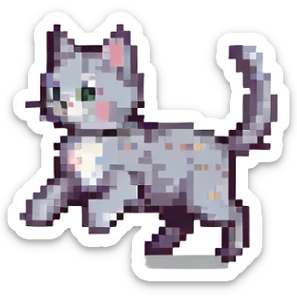 pixel art style cat running animation frame 3 sticker