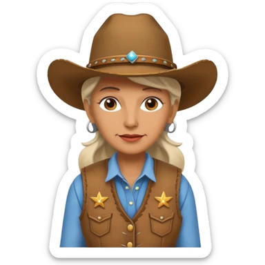 old cowgirl with vest sticker