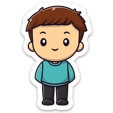 sad person with brown short hair sticker