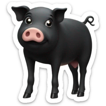 black pig with white legs by a window sticker